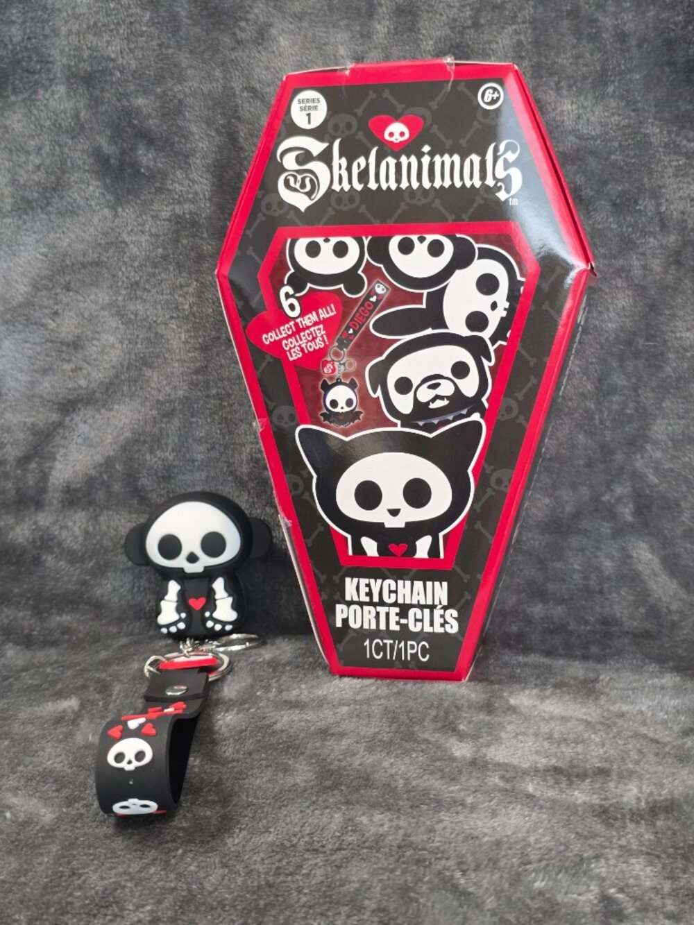 Skelanimals Series 1 Marcy Monkey Collectible Keychain & Coffin Box - Open Box